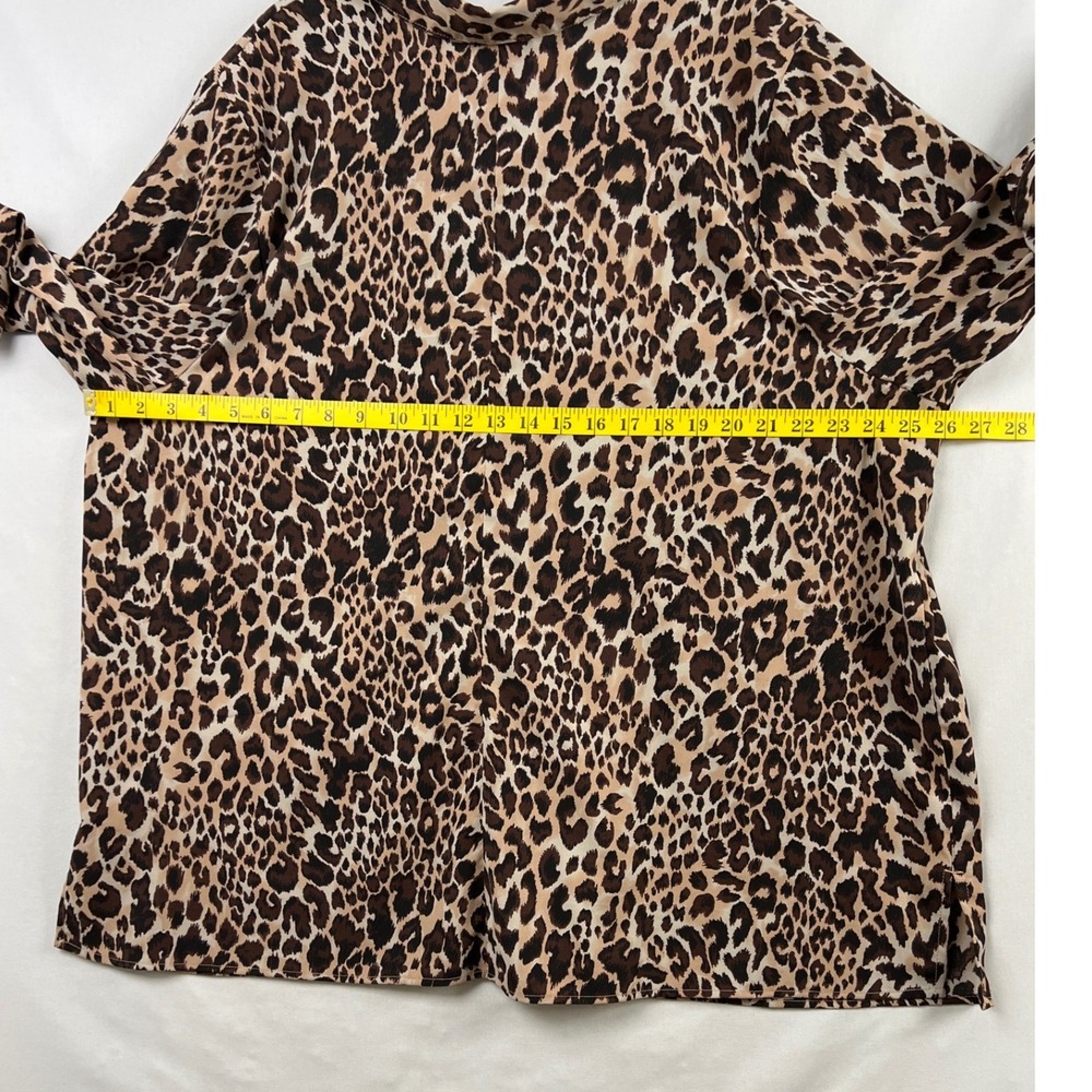 Catherines Button Down Shirt Womens 2X Brown Leopard Animal Print - Picture 6 of 10